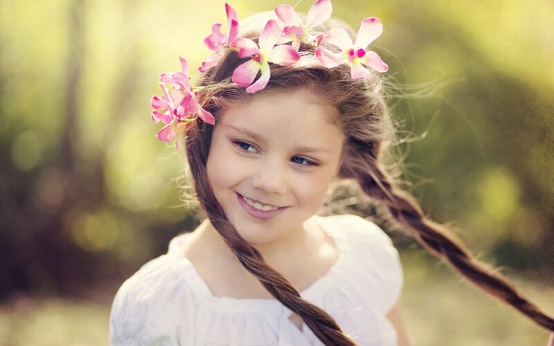 Girl with Flower Crown — Pink, Serene, Afternoon, Photograph