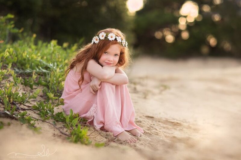 Girl with Flower Crown — Pink, Serene, Sunset