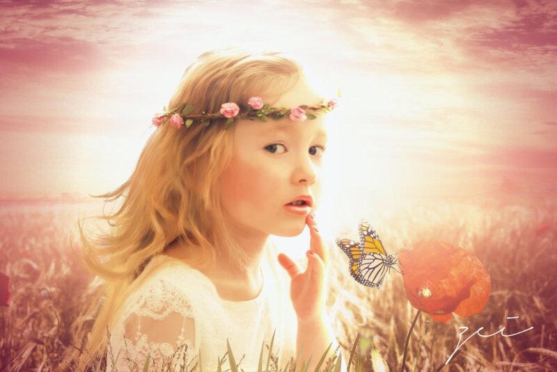 Girl with Flower Crown — Pink, Serene