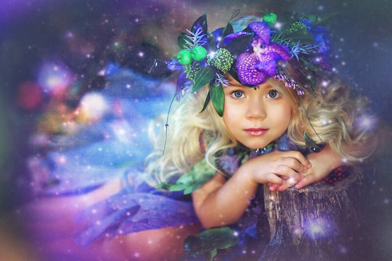 Girl with Flower Crown — Purple, Dreamy