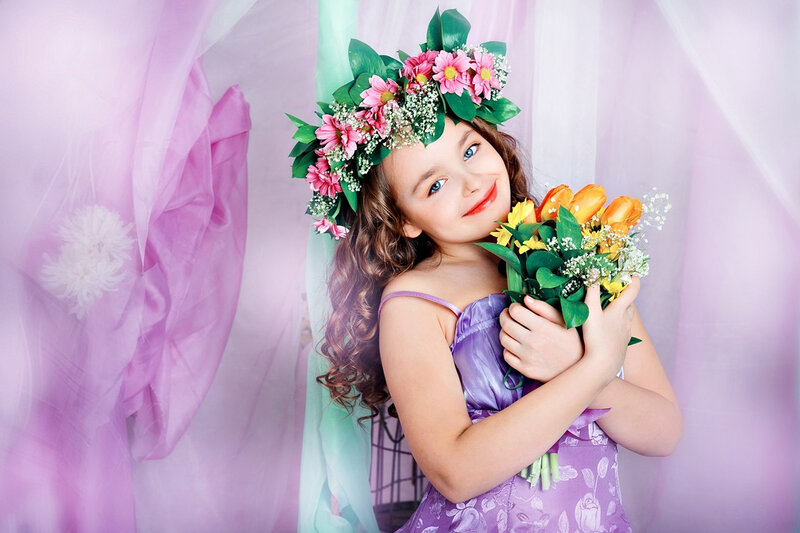 Girl with Flower Crown — Purple, Playful