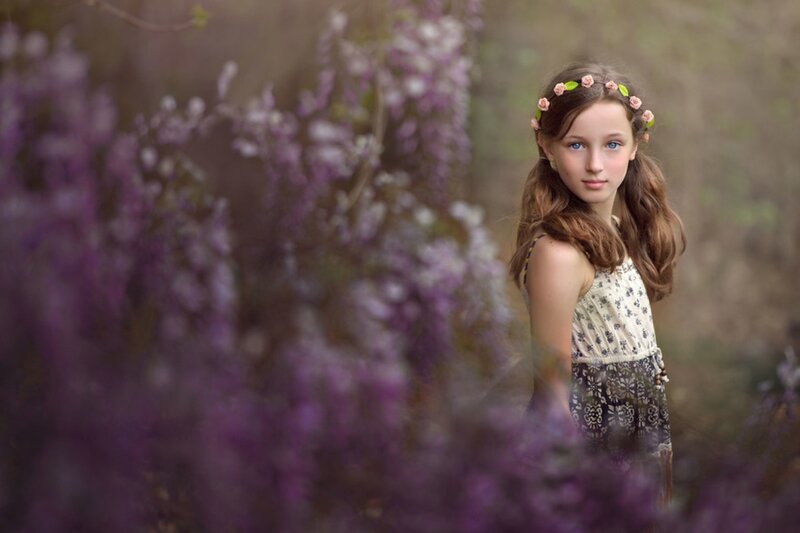 Girl with Flower Crown — Purple, Serene, Spring