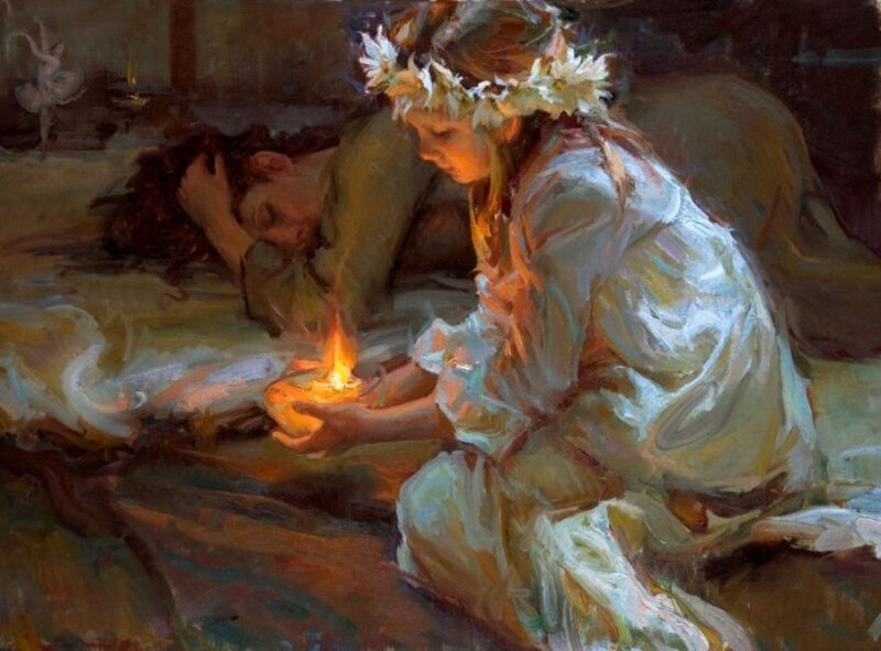 Girl with Flower Crown — White, Dramatic