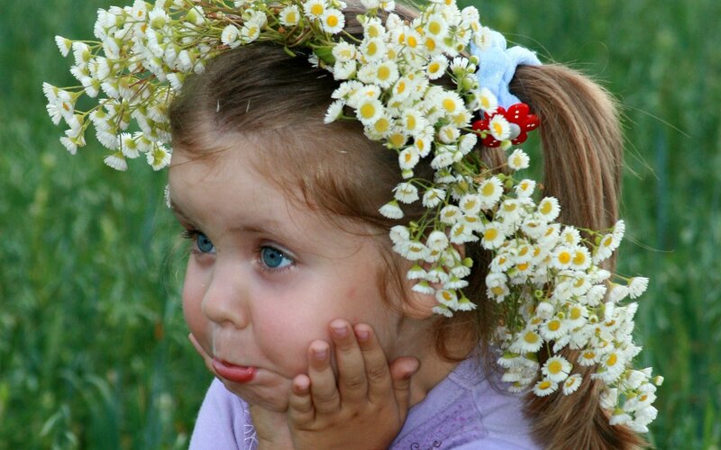 Girl with Flower Crown — White, Peaceful