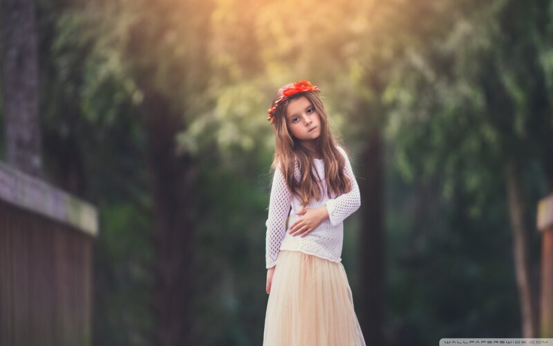 Girl with Flower Crown — White, Serene, Sunset, Photograph