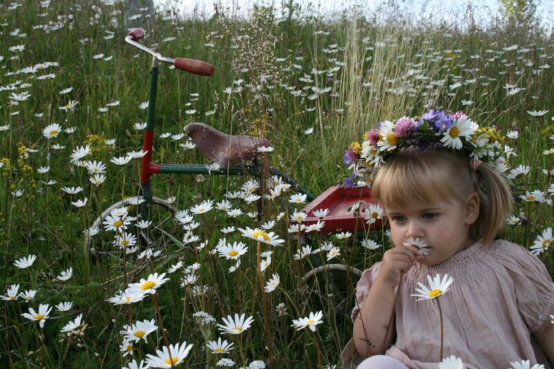 Girl with Flower Crown — White