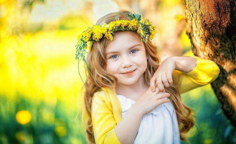 Girl with Flower Crown — Yellow, Serene, Spring