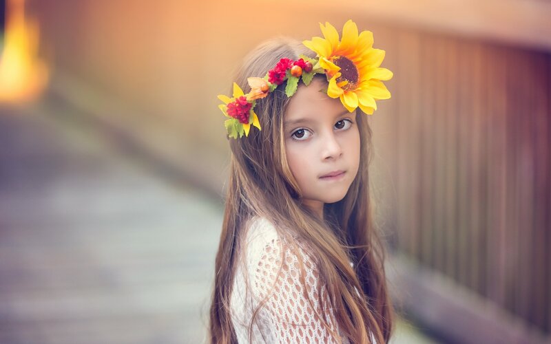 Girl with Flower Crown — Yellow, Serene, Sunset