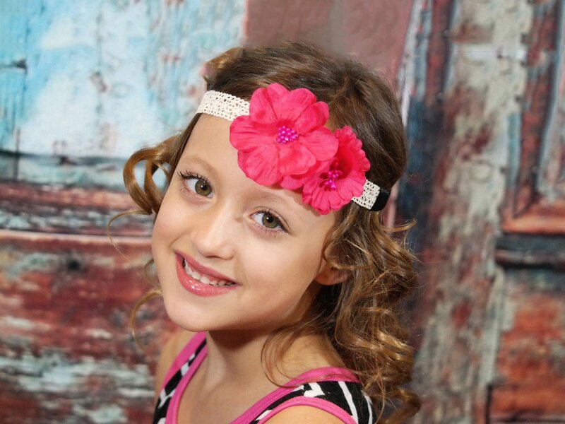 Girl with Flower Headband — Pink