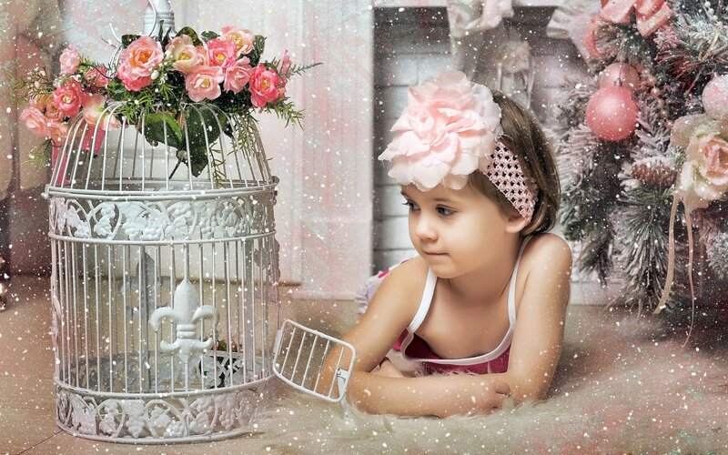 Girl with Flower Headband