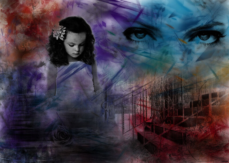 Girl with Flower in Hair — Purple