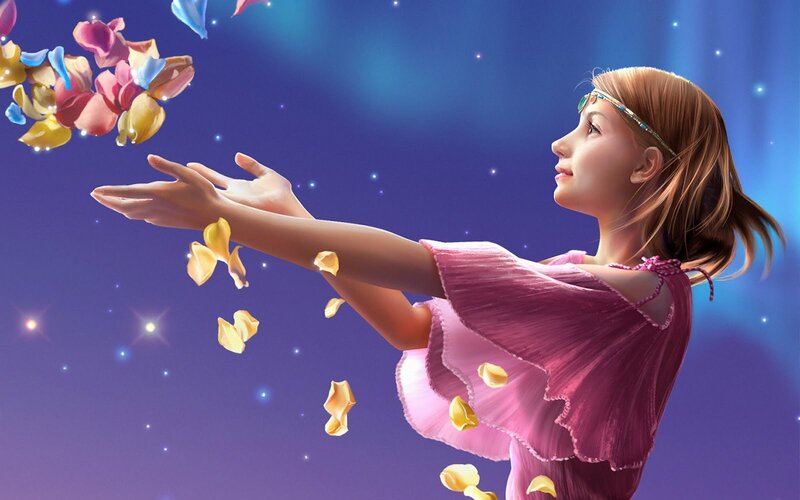Girl with Flower Petals