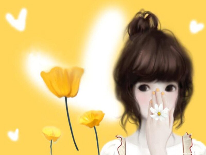 Girl with Flower — Yellow
