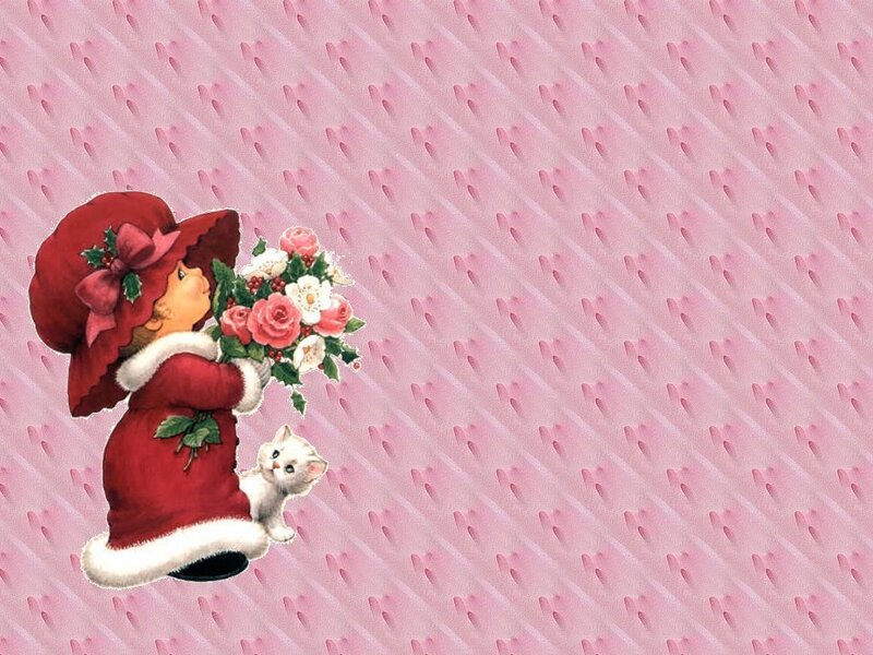 girl with flowers and cat