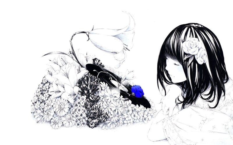 girl with flowers and shoe