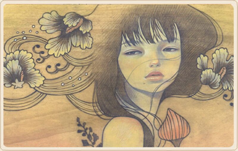 Girl with Flowers — Brown