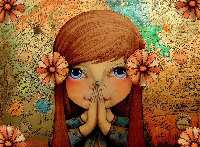 Girl with Flowers in Hair — Brown, Serene