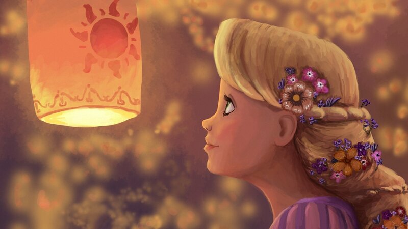 Girl with Flowers in Hair — Gold, Serene