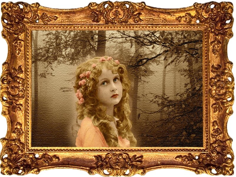 Girl with Flowers in Hair — Gold