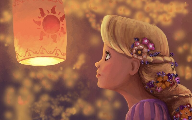 Girl with Flowers in Hair — Purple