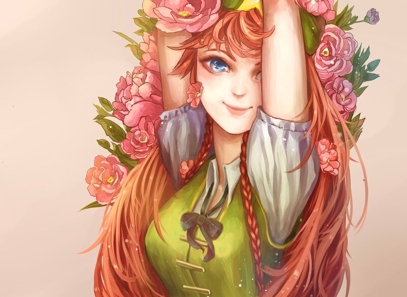 girl with flowers in her hair