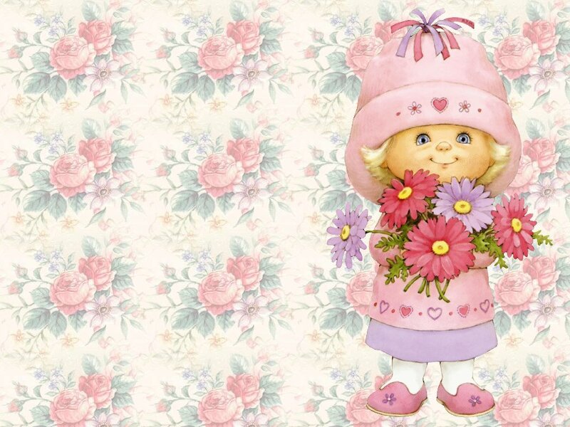 girl with flowers in pink