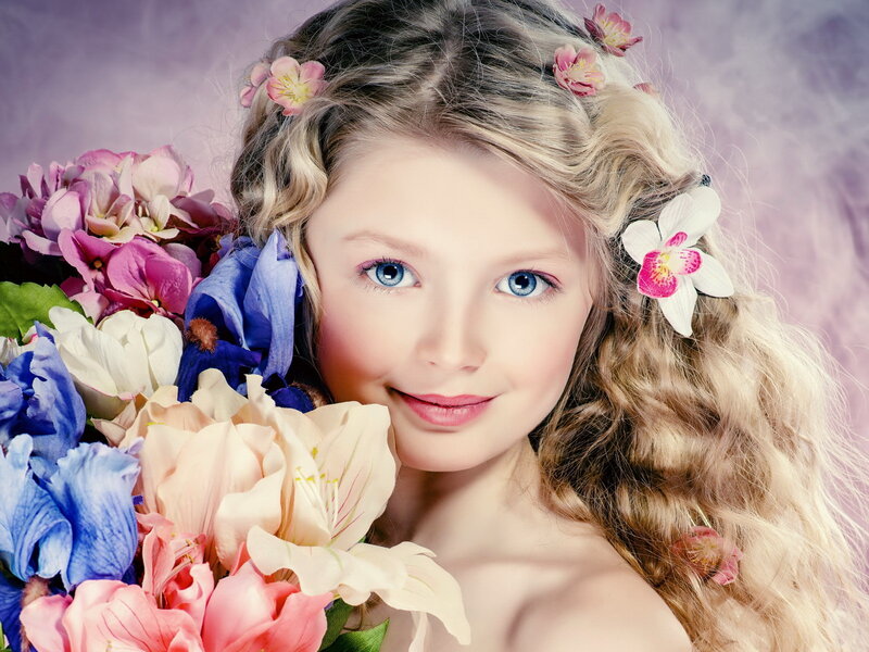 Girl with Flowers — Purple, Serene