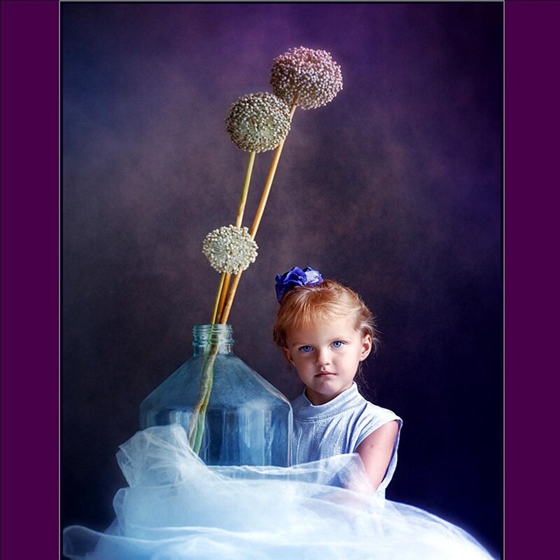 Girl with Flowers — Purple