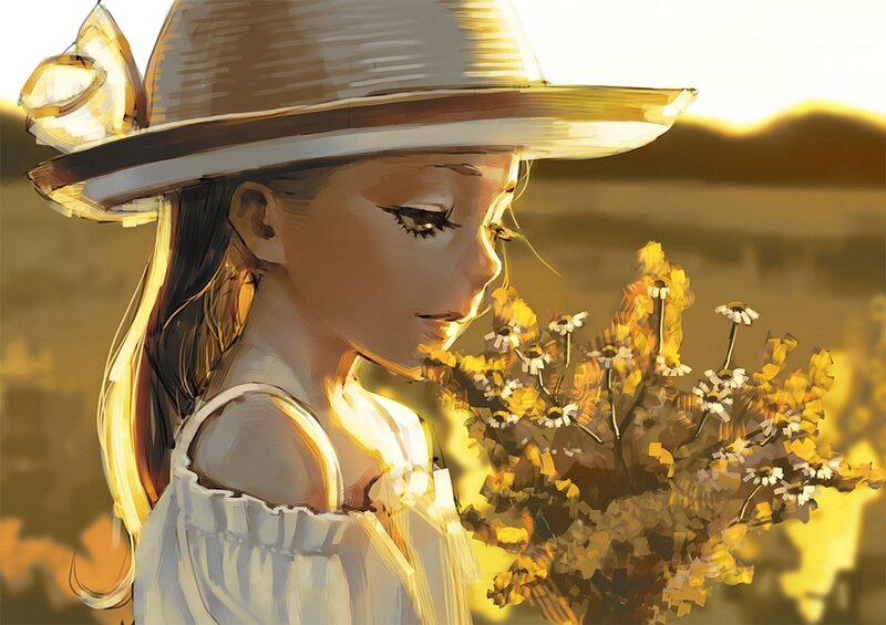 Girl with Flowers — Yellow