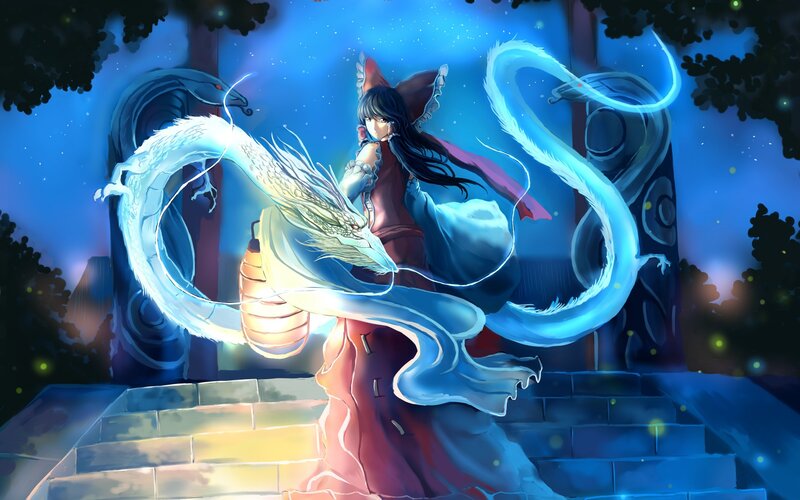 Girl with Fox Ears and Dragon