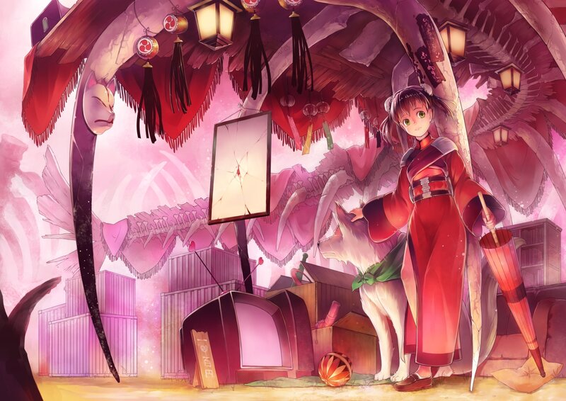 Girl with Fox in Shrine