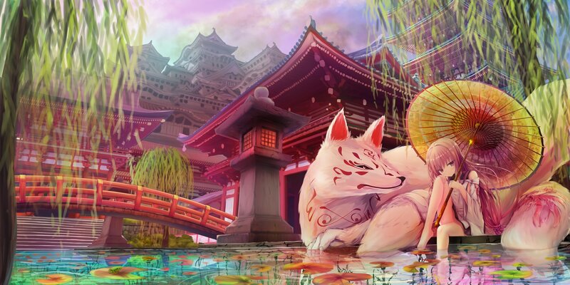 Girl with Fox Spirit — Pink