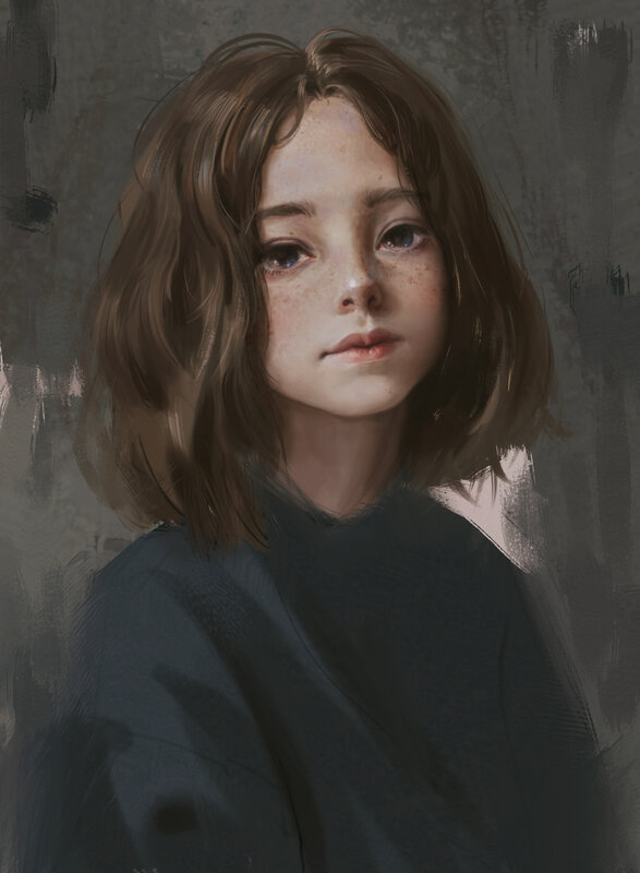 Girl with Freckles — Gray