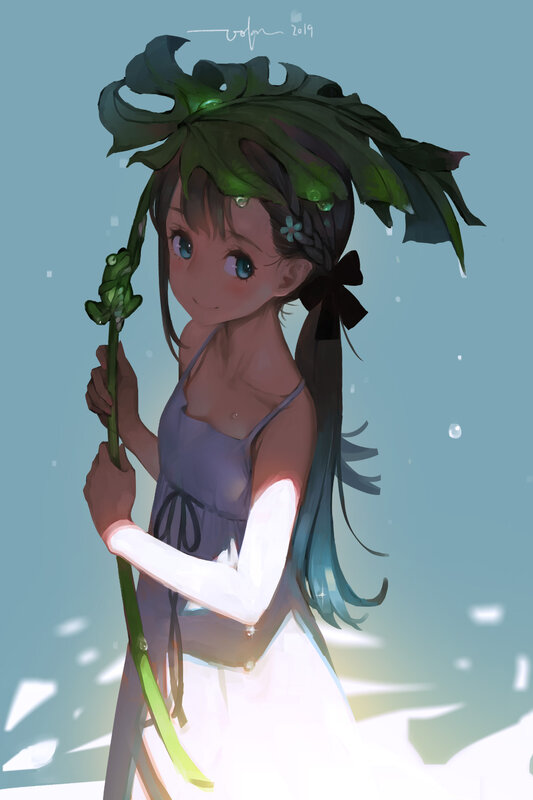 Girl with Frog and Leaves