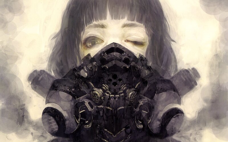 girl with gas mask