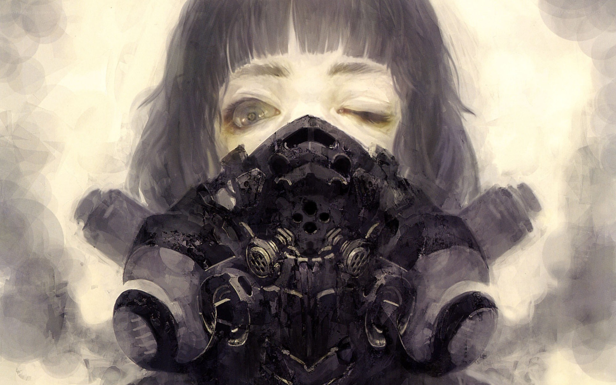girl with gas mask