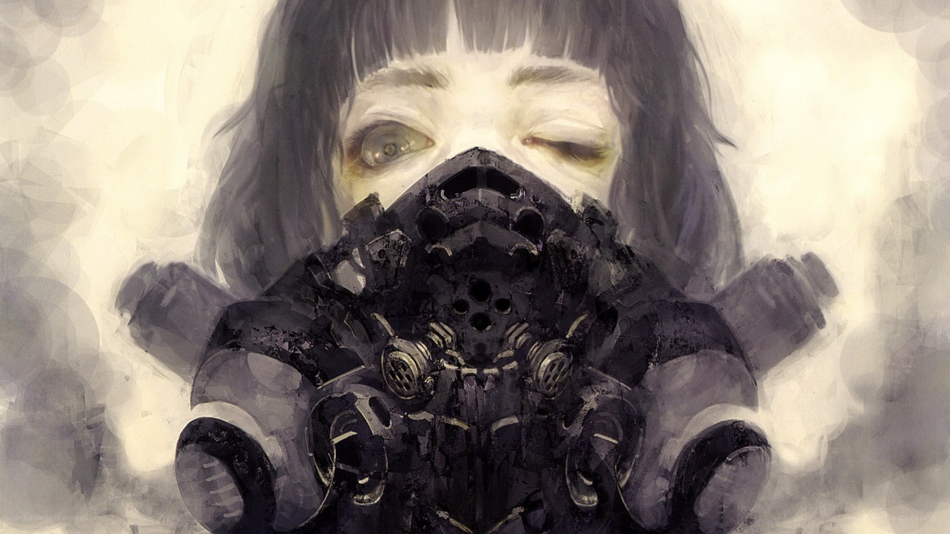 girl with gas mask