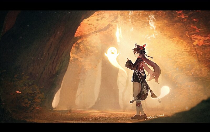 Girl with Ghost in Forest