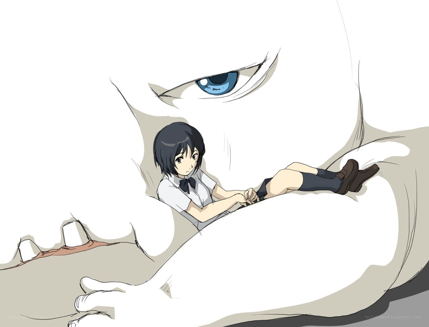Girl with giant creature