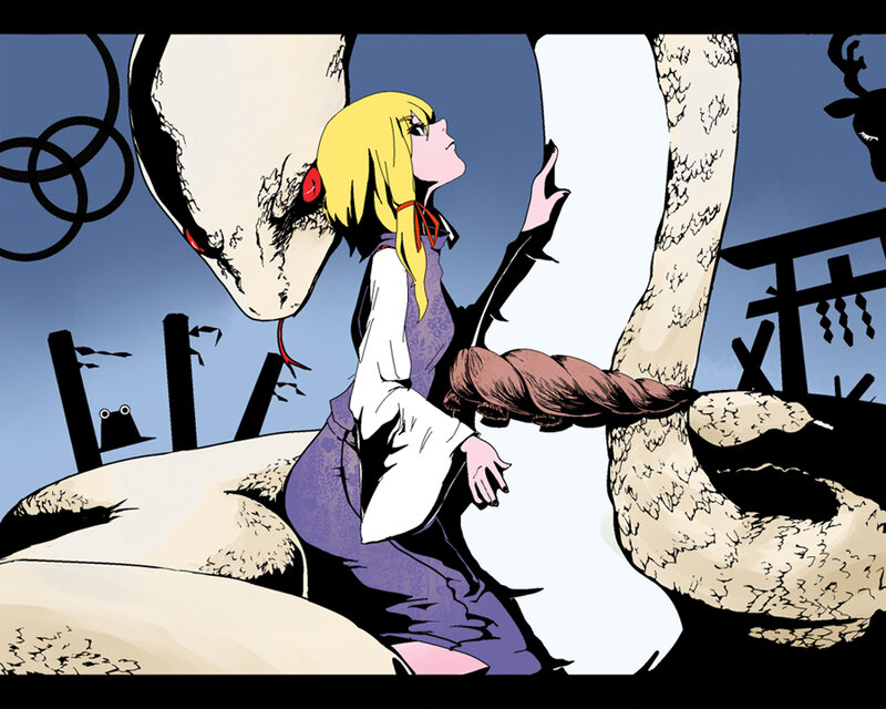 girl with giant snake