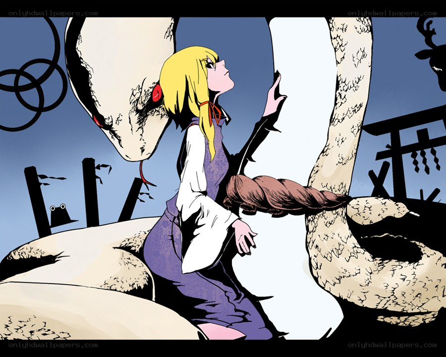girl with giant snake