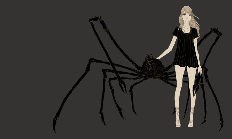 Girl with giant spider