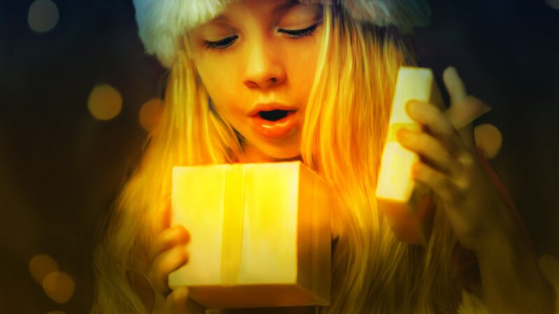 Girl with Gift Box
