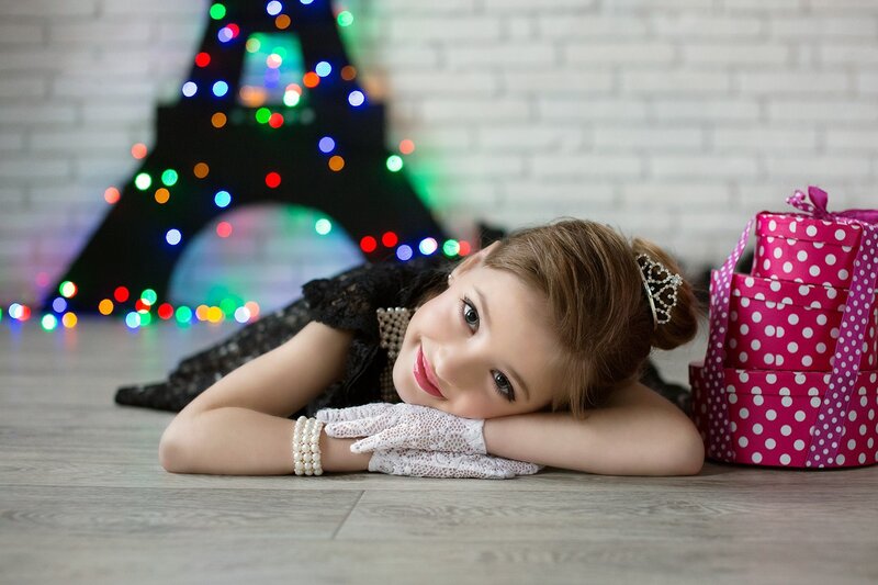 Girl with Gift Boxes