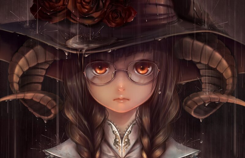 Girl with Glasses and Horns