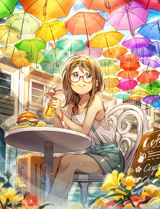 Girl with Glasses at Cafe