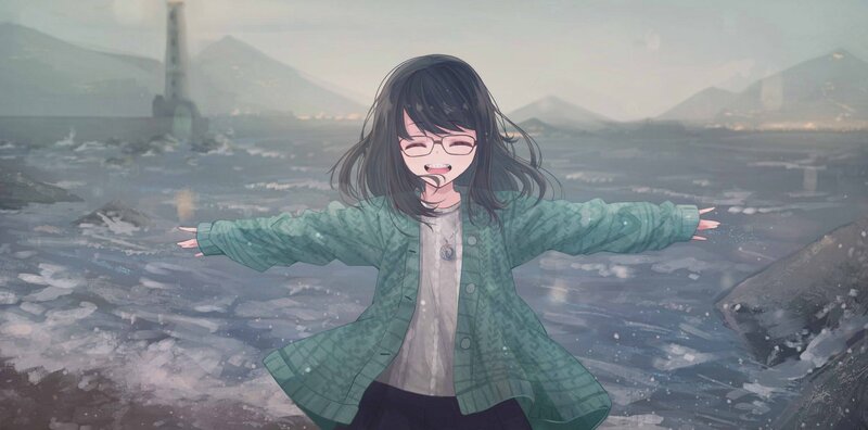 Girl with Glasses on Beach