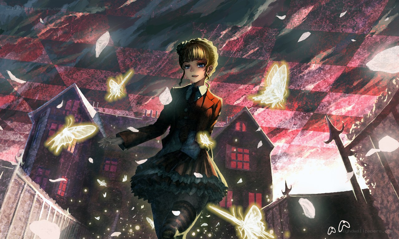 girl with glowing butterflies