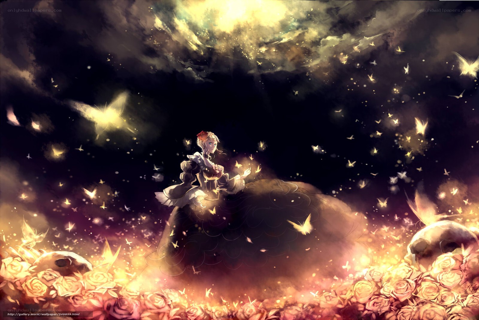 Girl with glowing butterflies