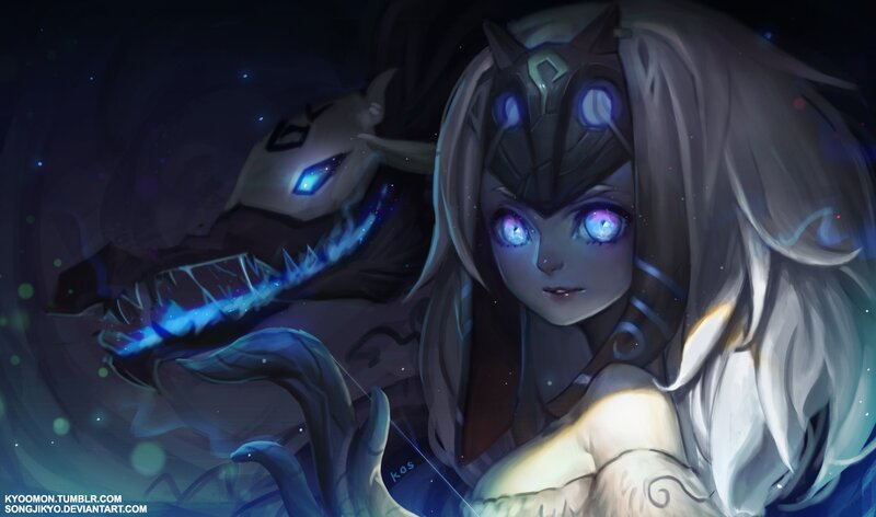 Girl with Glowing Eyes — Blue